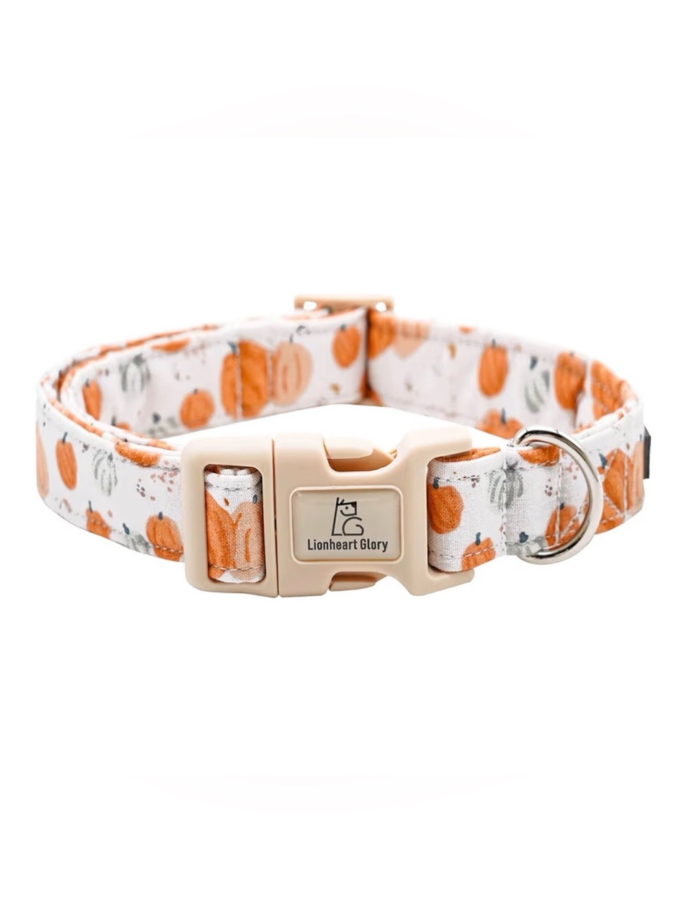 Dog Pumpkin Print Adjustable Collar - Cream & Orange